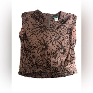 Harve Benard Black and Brown Sleeveless Boxy Blouse